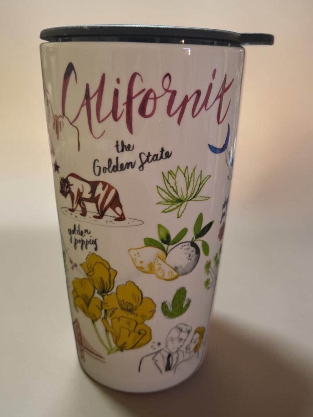 Starbucks California 12 oz Ceramic Tumbler with A Plastic Lid 2021